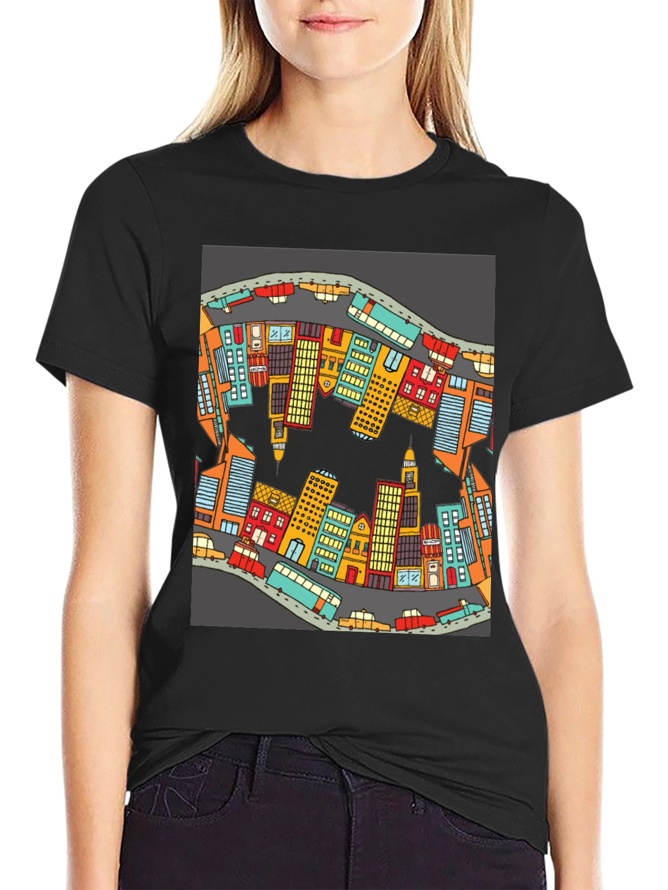 Cityscape Graphic T-Shirt - Urban Style Cotton Tee