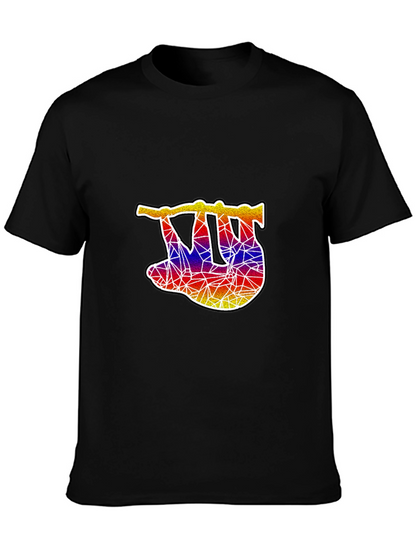 Geometric Sloth Graphic Tee - Mens Black T-Shirt