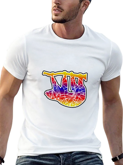 Geometric Sloth Graphic Tee - Mens Black T-Shirt