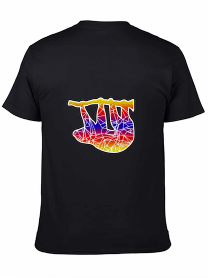 Geometric Sloth Graphic Tee - Mens Black T-Shirt