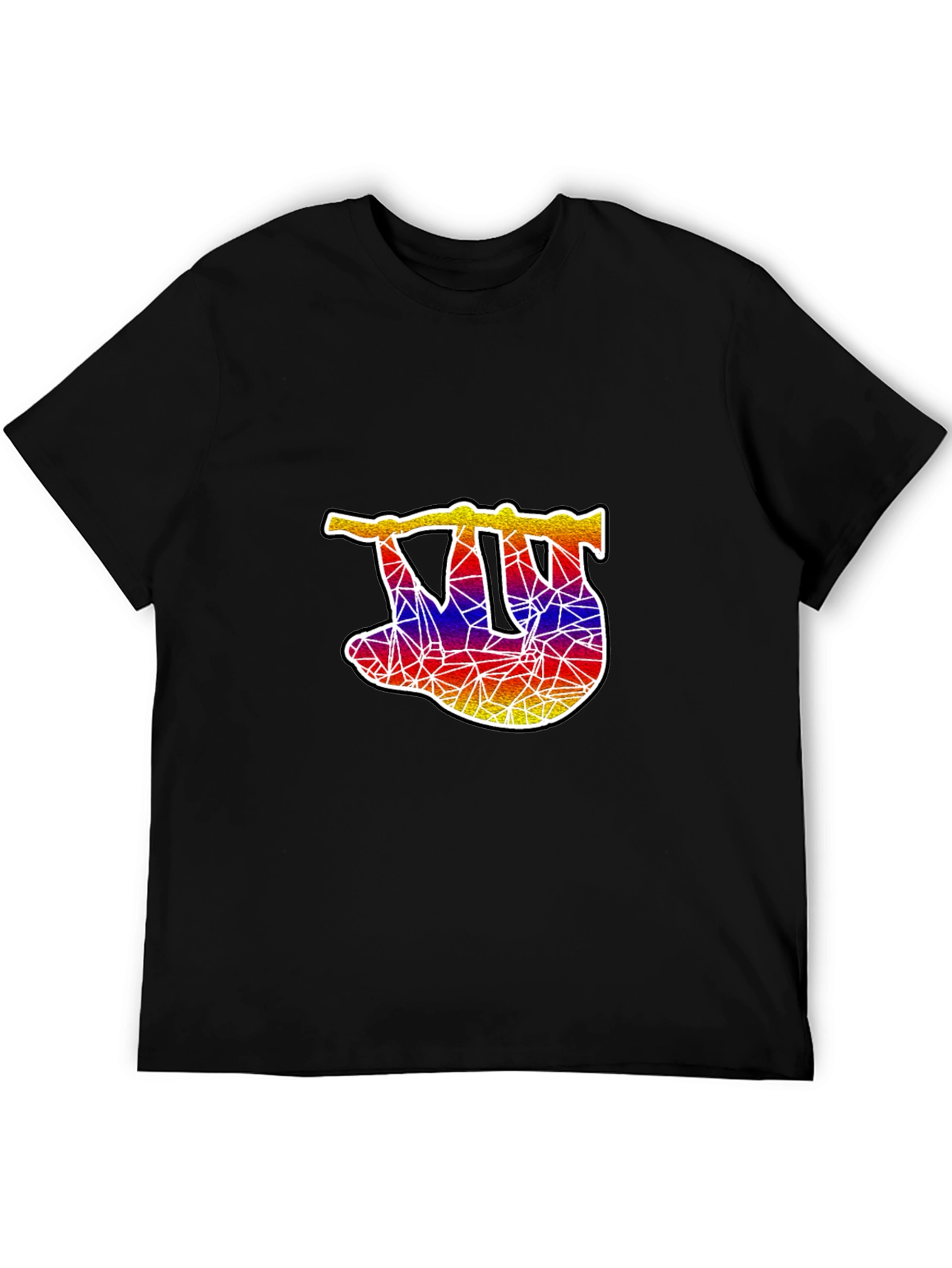 Geometric Sloth Graphic Tee - Mens Black T-Shirt