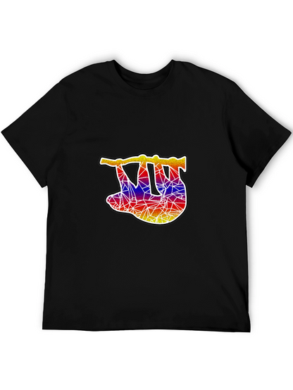 Geometric Sloth Graphic Tee - Mens Black T-Shirt