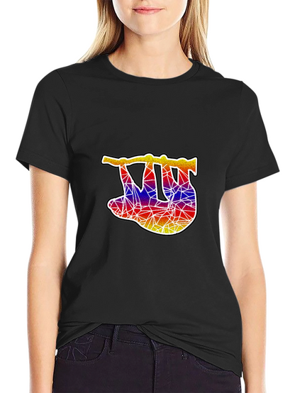 Geometric Sloth Graphic Tee - Mens Black T-Shirt