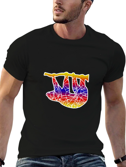 Geometric Sloth Graphic Tee - Mens Black T-Shirt
