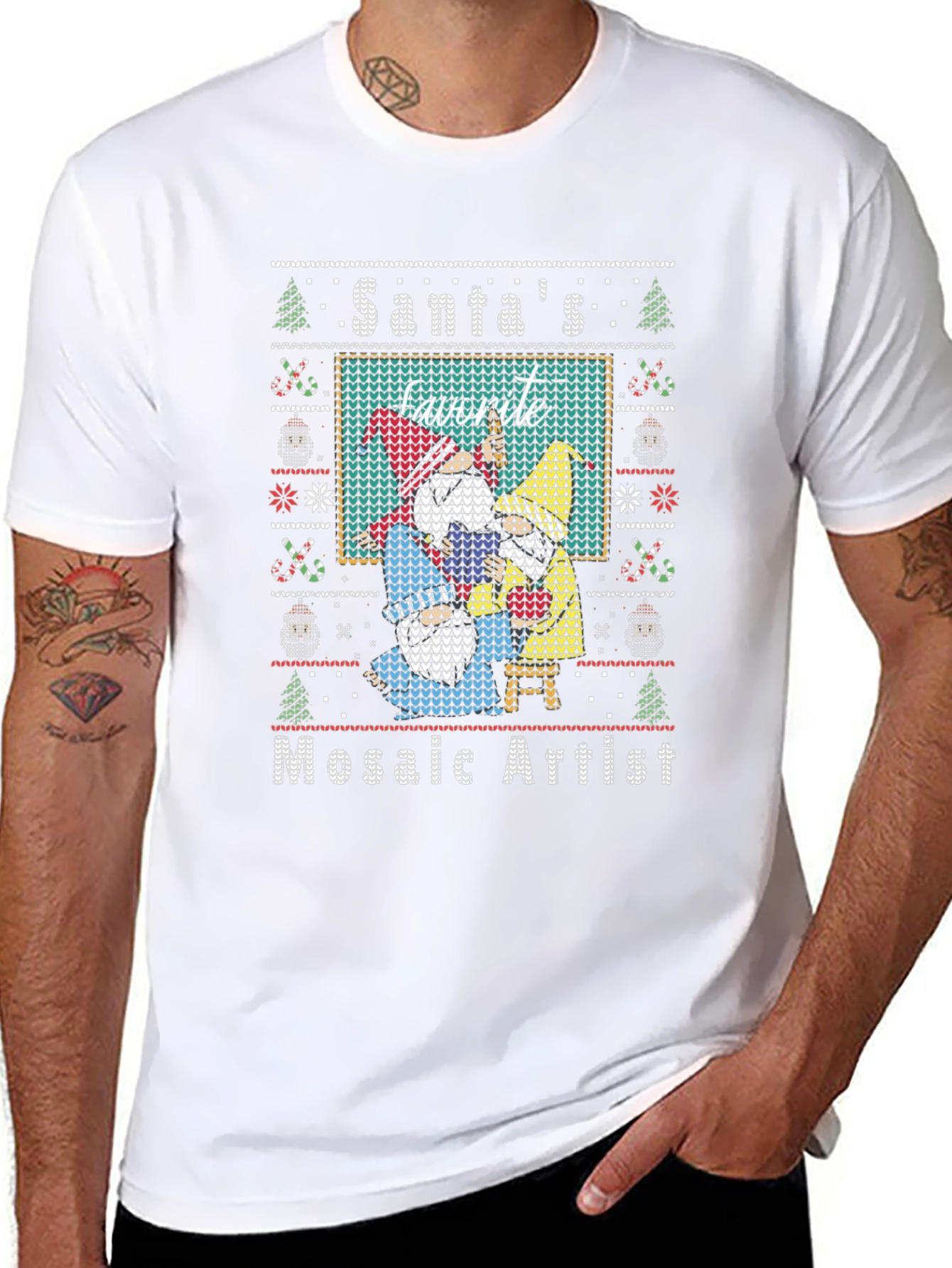 Santas Favorite Mosaic Artist Ugly Christmas Sweater T-Shirt