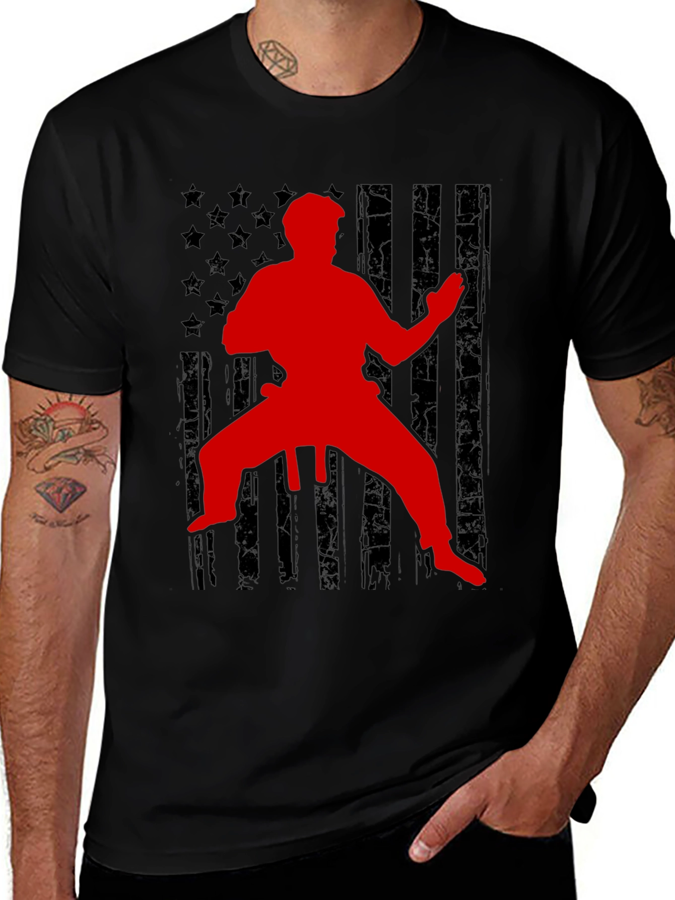 Karate American Flag Graphic Tee