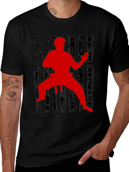 Karate American Flag Graphic Tee