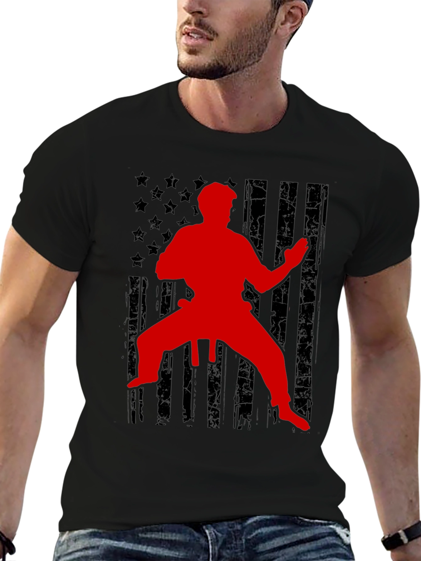 Karate American Flag Graphic Tee