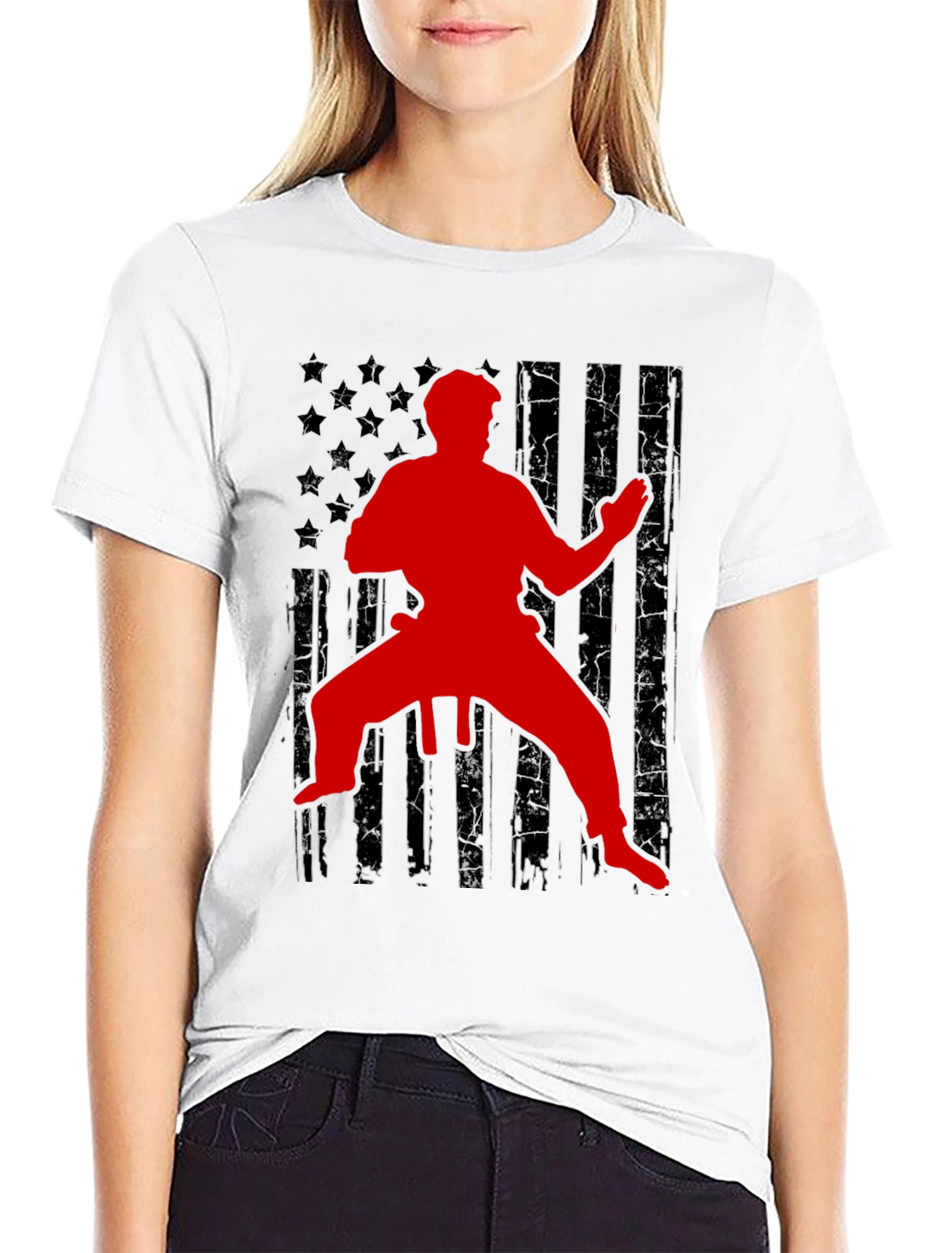 Karate American Flag Graphic Tee