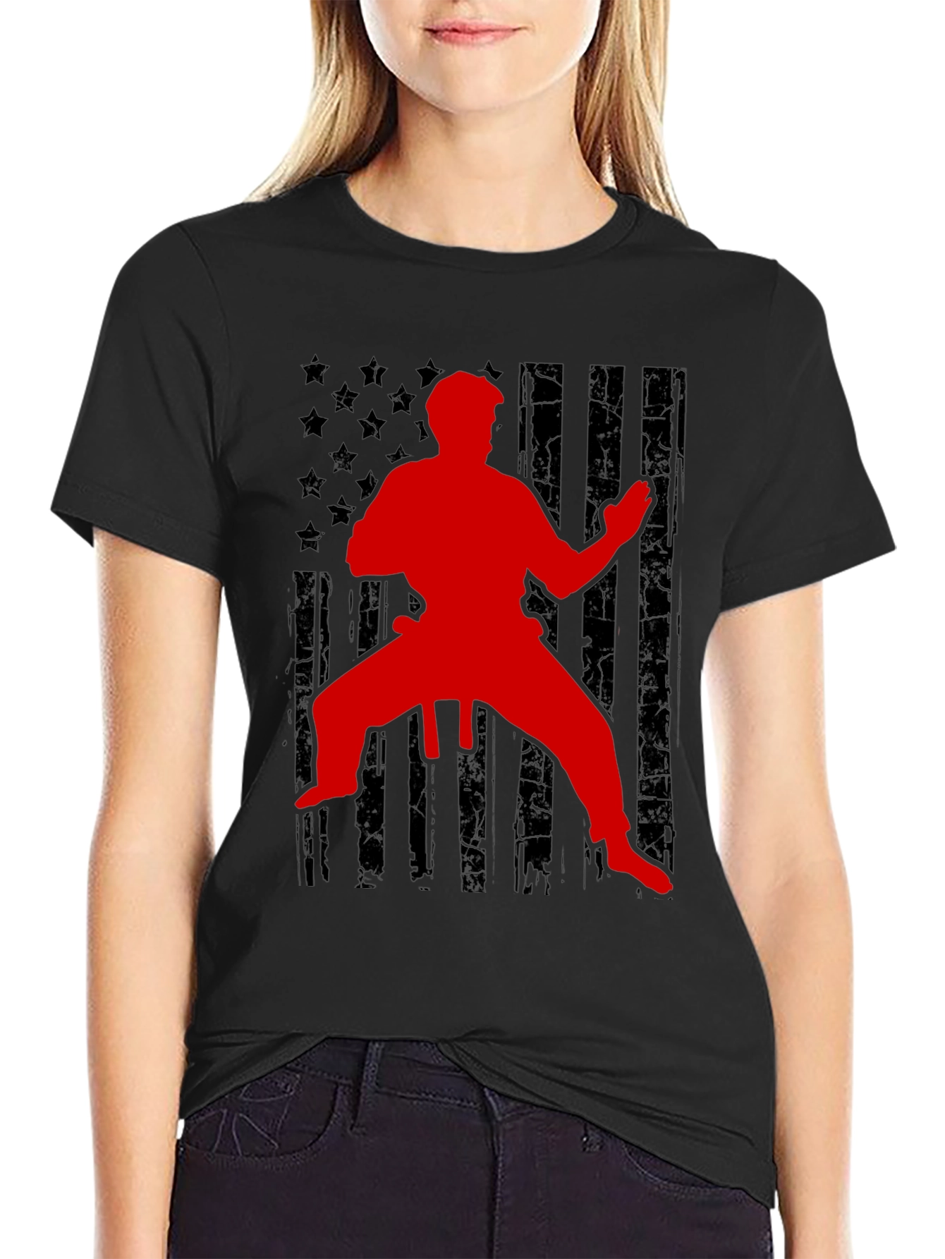 Karate American Flag Graphic Tee
