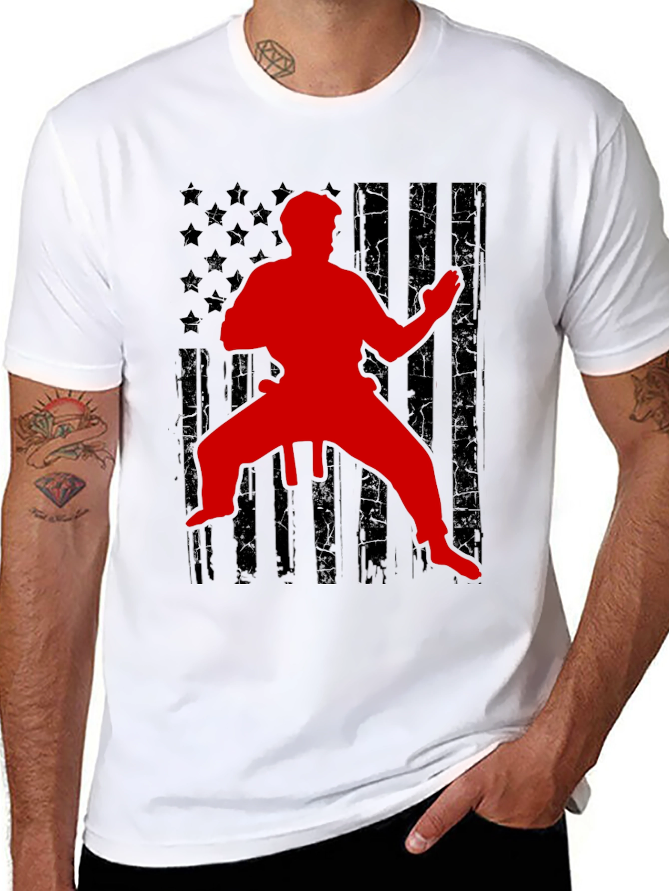 Karate American Flag Graphic Tee