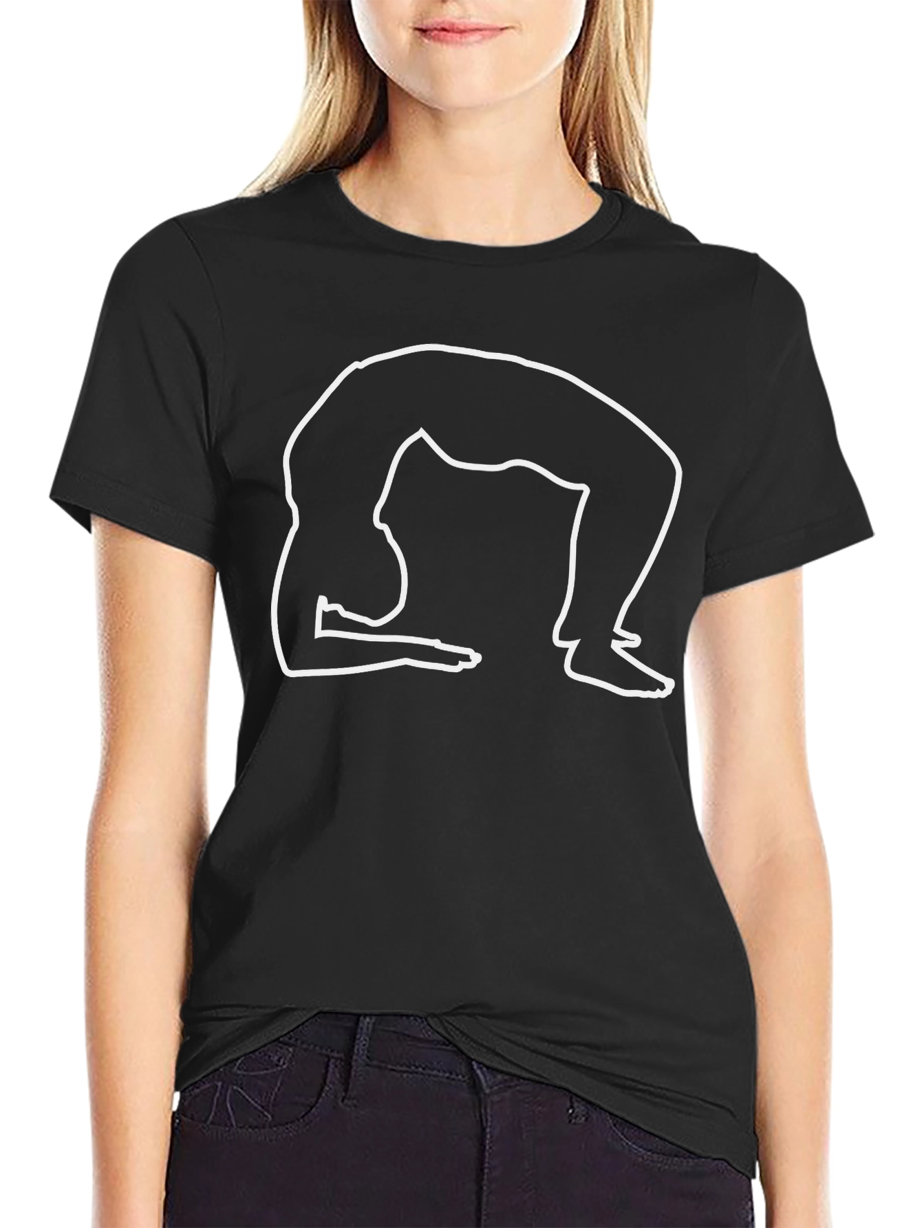 Yoga Pose Graphic Tee - Black Cotton Comfort