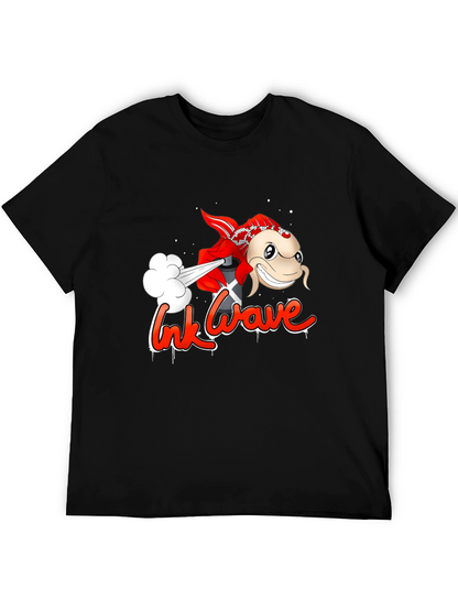 Ink Wave Black T-Shirt - Graffiti Fish