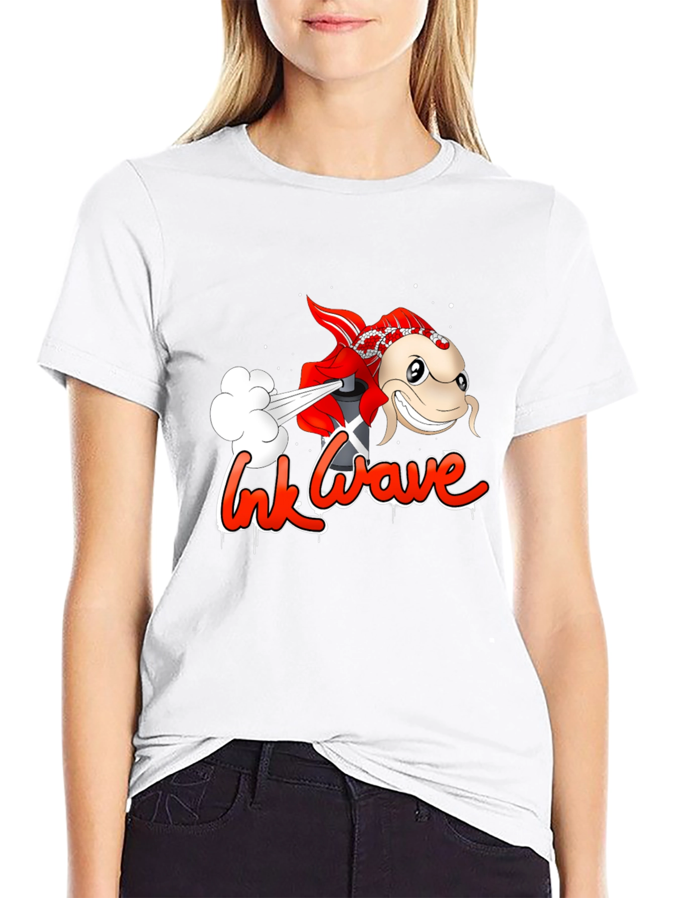 Ink Wave Black T-Shirt - Graffiti Fish
