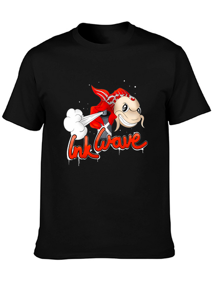 Ink Wave Black T-Shirt - Graffiti Fish
