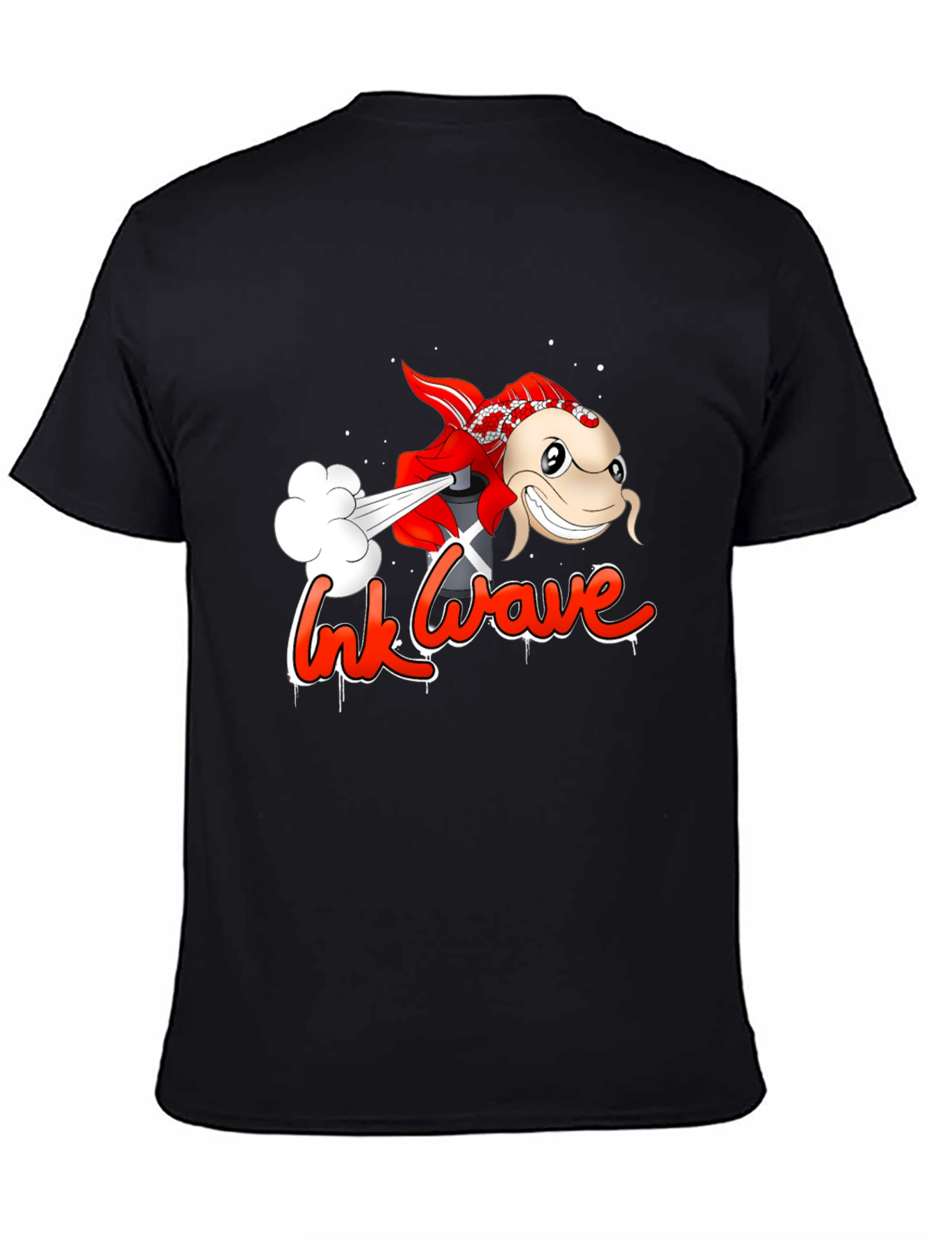 Ink Wave Black T-Shirt - Graffiti Fish