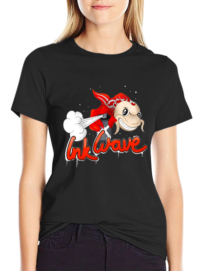 Ink Wave Black T-Shirt - Graffiti Fish