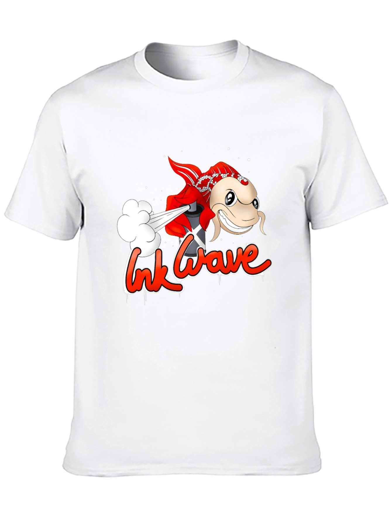 Ink Wave Black T-Shirt - Graffiti Fish