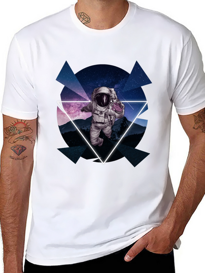 Astronaut in Space T-Shirt - Geometric Design