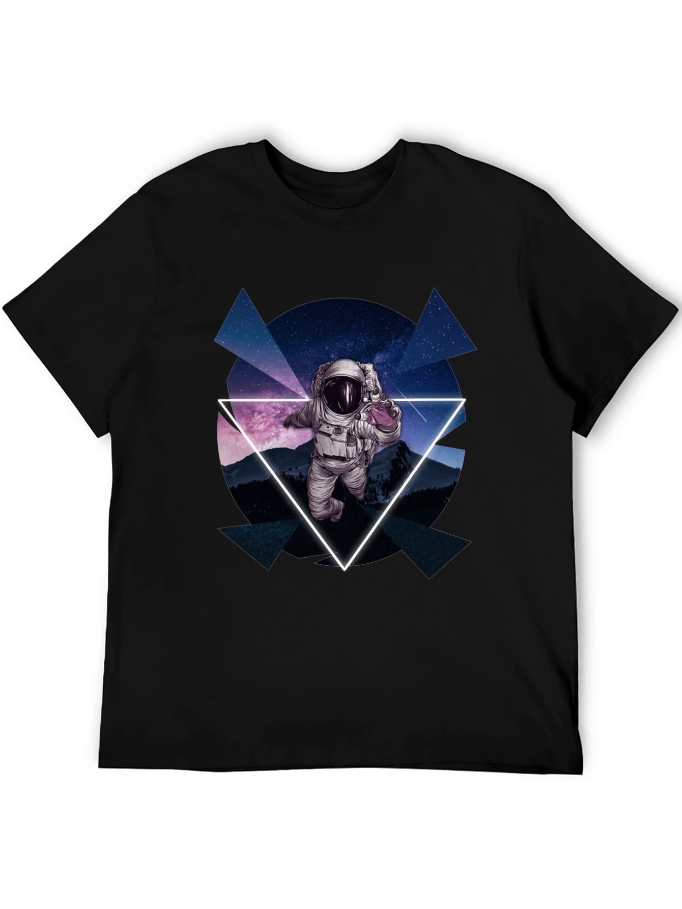 Astronaut in Space T-Shirt - Geometric Design