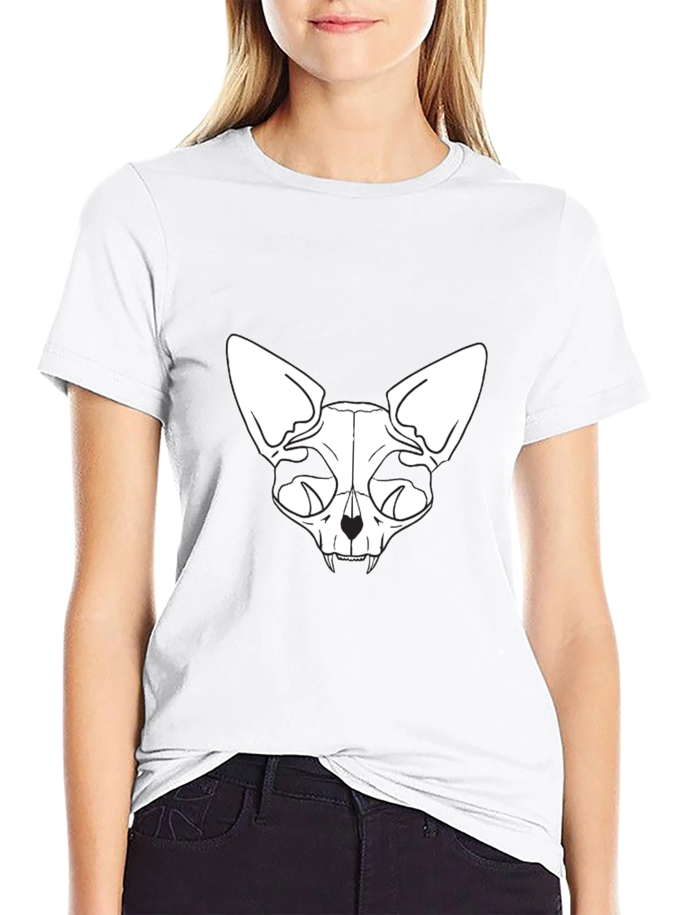 Skull Cat Graphic Tee - Black T-Shirt