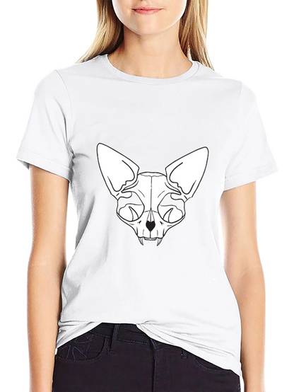 Skull Cat Graphic Tee - Black T-Shirt