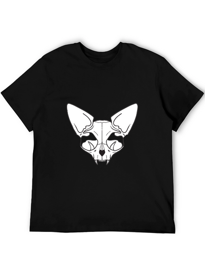 Skull Cat Graphic Tee - Black T-Shirt