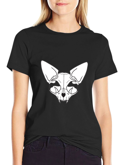 Skull Cat Graphic Tee - Black T-Shirt
