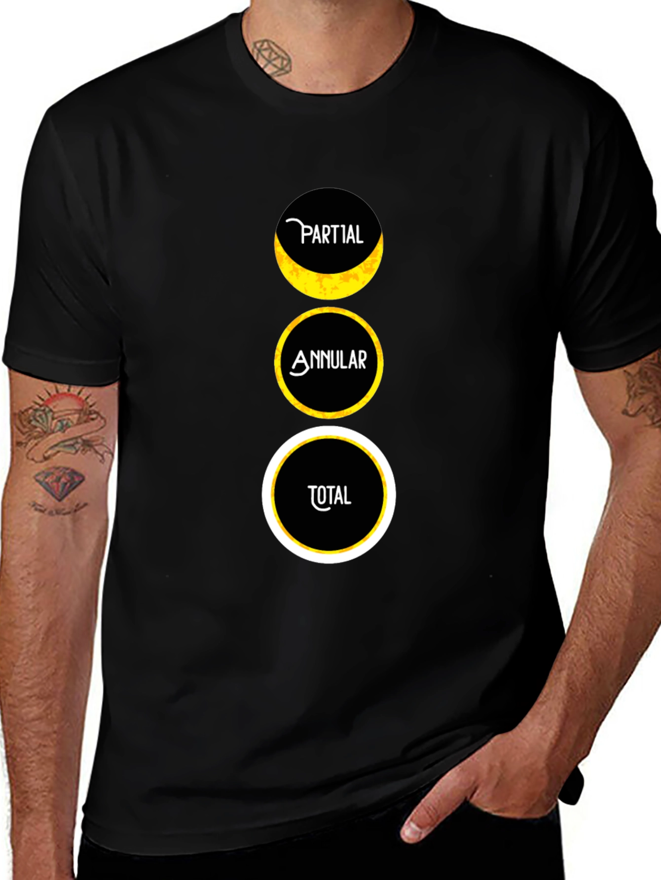 Lunar Eclipse Phases Graphic Tee - Partial Annular Total