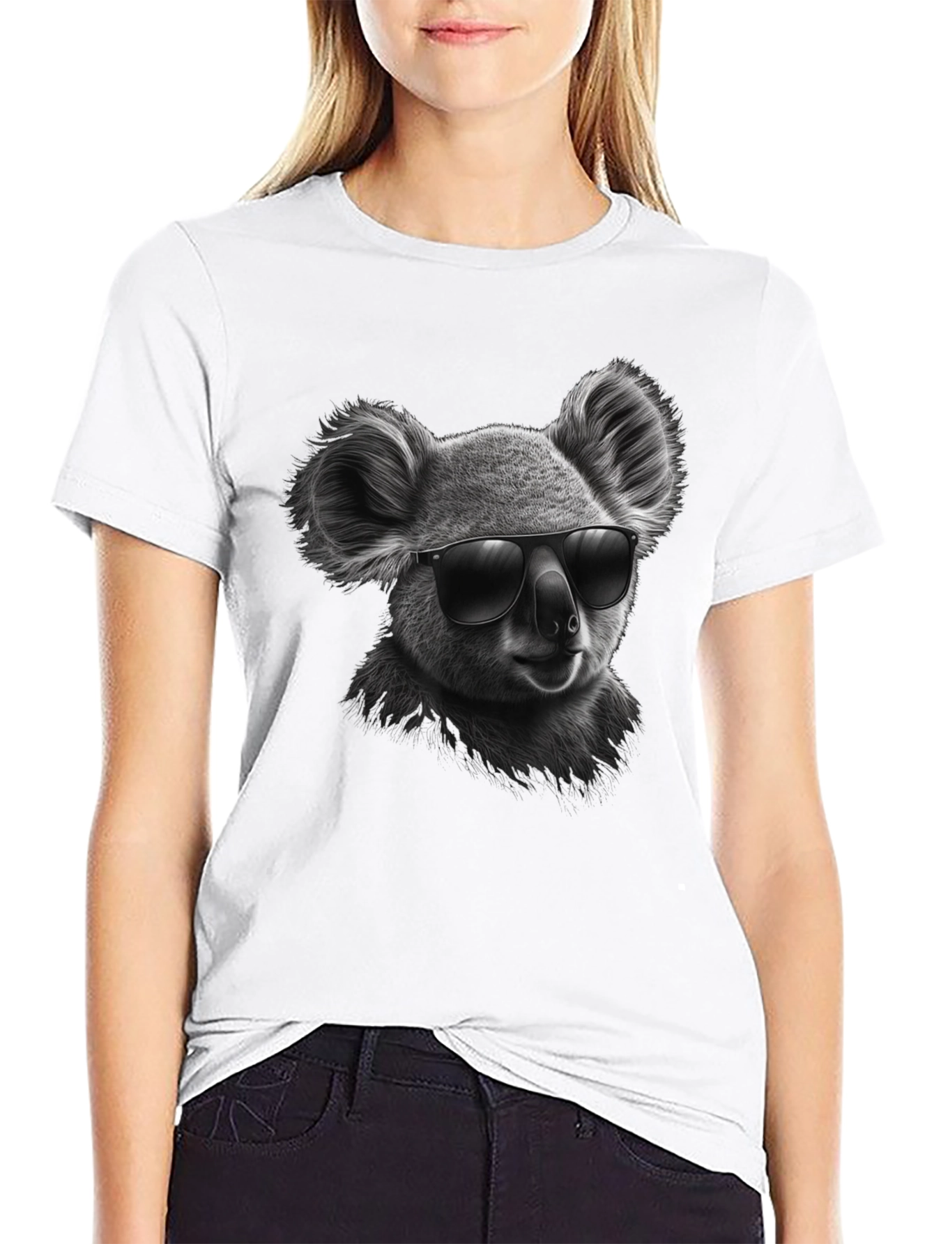 Cool Koala Graphic Tee - Black Cotton T-Shirt