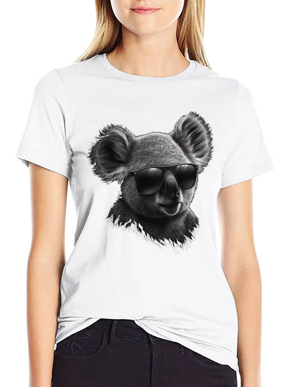Cool Koala Graphic Tee - Black Cotton T-Shirt