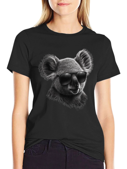 Cool Koala Graphic Tee - Black Cotton T-Shirt
