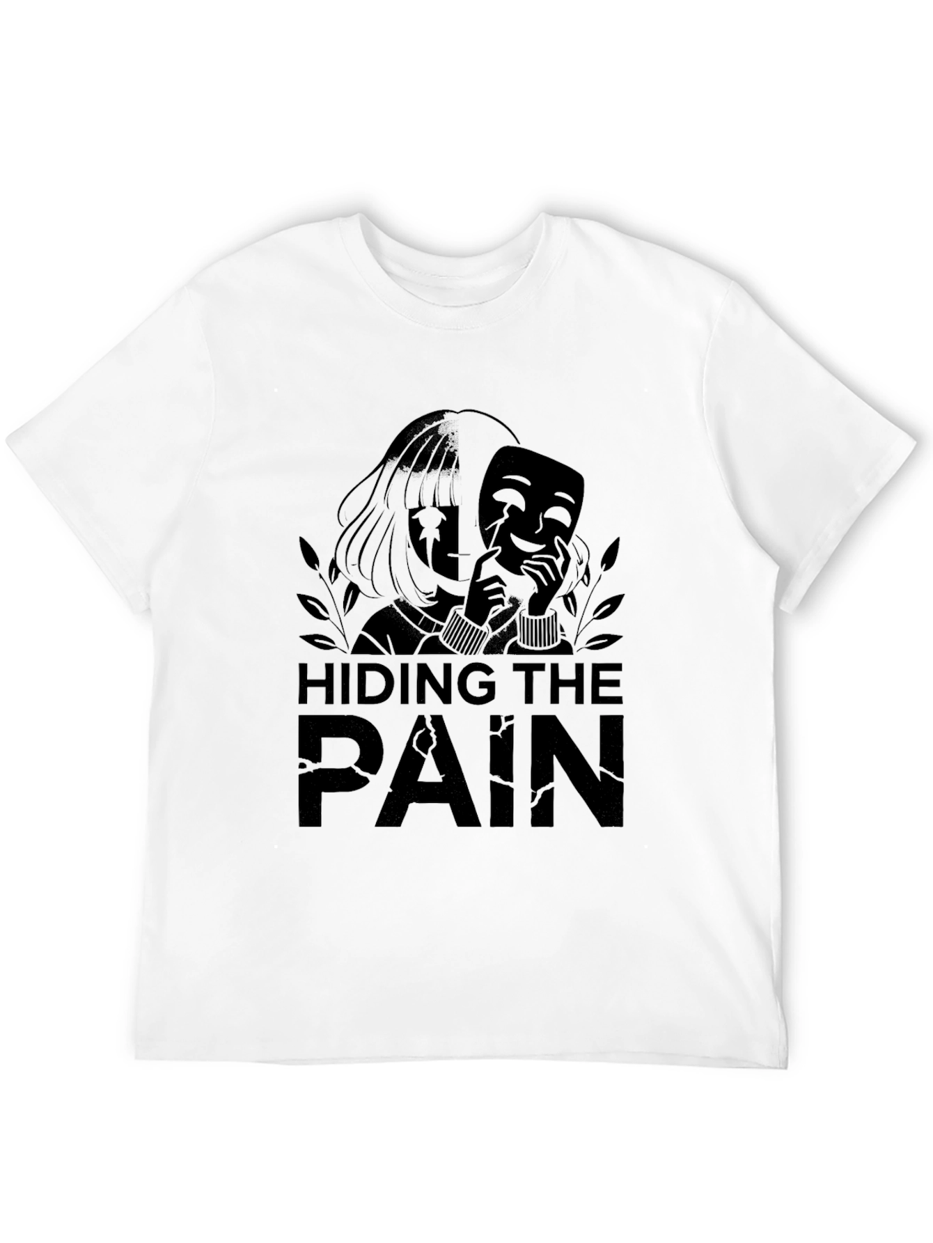 Hiding The Pain Graphic Tee - Black Unisex T-Shirt