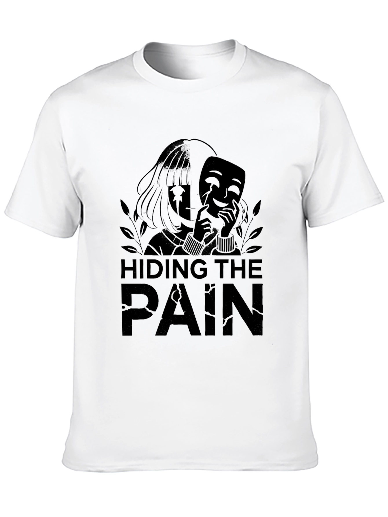Hiding The Pain Graphic Tee - Black Unisex T-Shirt