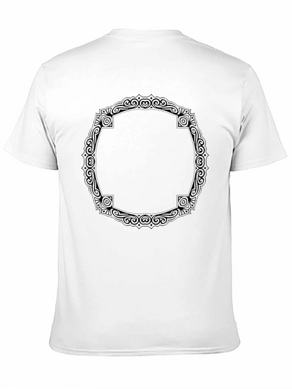 Black T-Shirt with Ornamental Circle Design