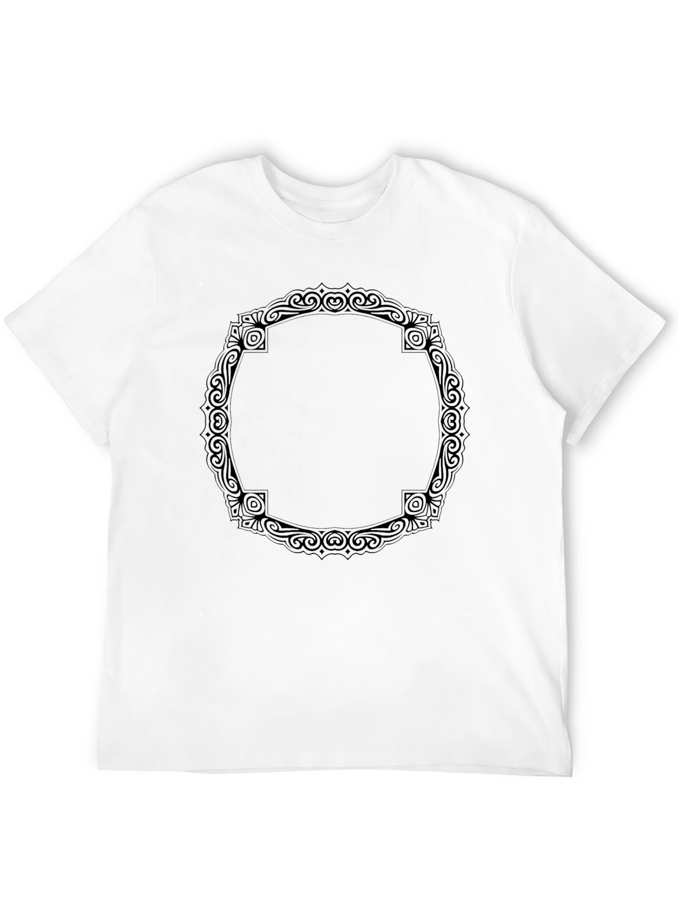 Black T-Shirt with Ornamental Circle Design
