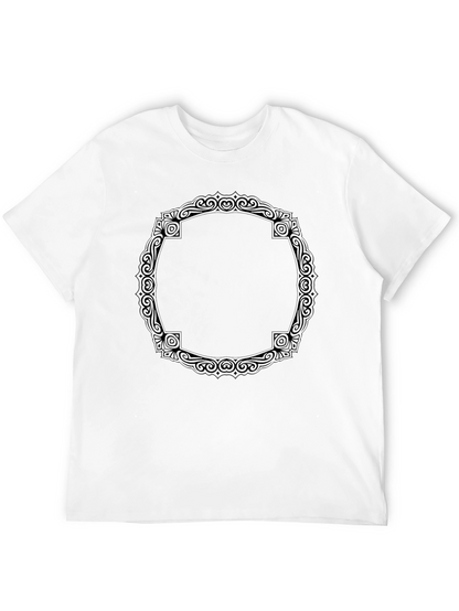Black T-Shirt with Ornamental Circle Design
