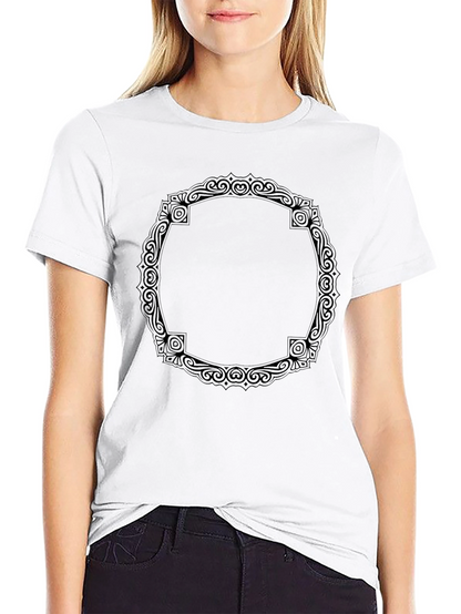 Black T-Shirt with Ornamental Circle Design