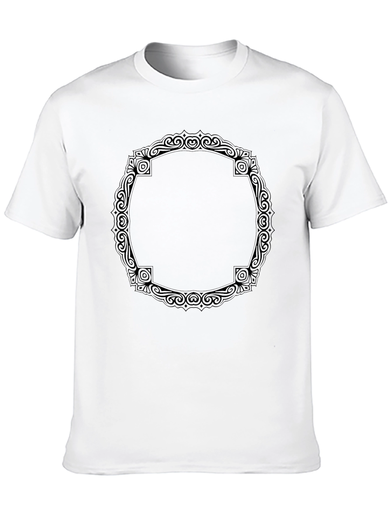 Black T-Shirt with Ornamental Circle Design