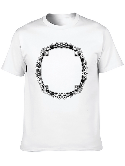 Black T-Shirt with Ornamental Circle Design