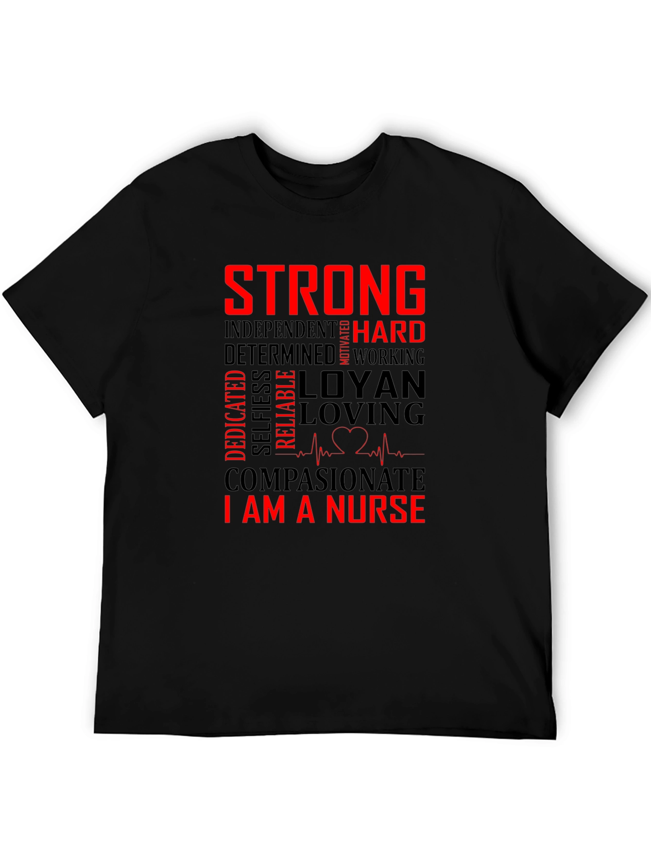 Strong Nurse Graphic T-Shirt Black