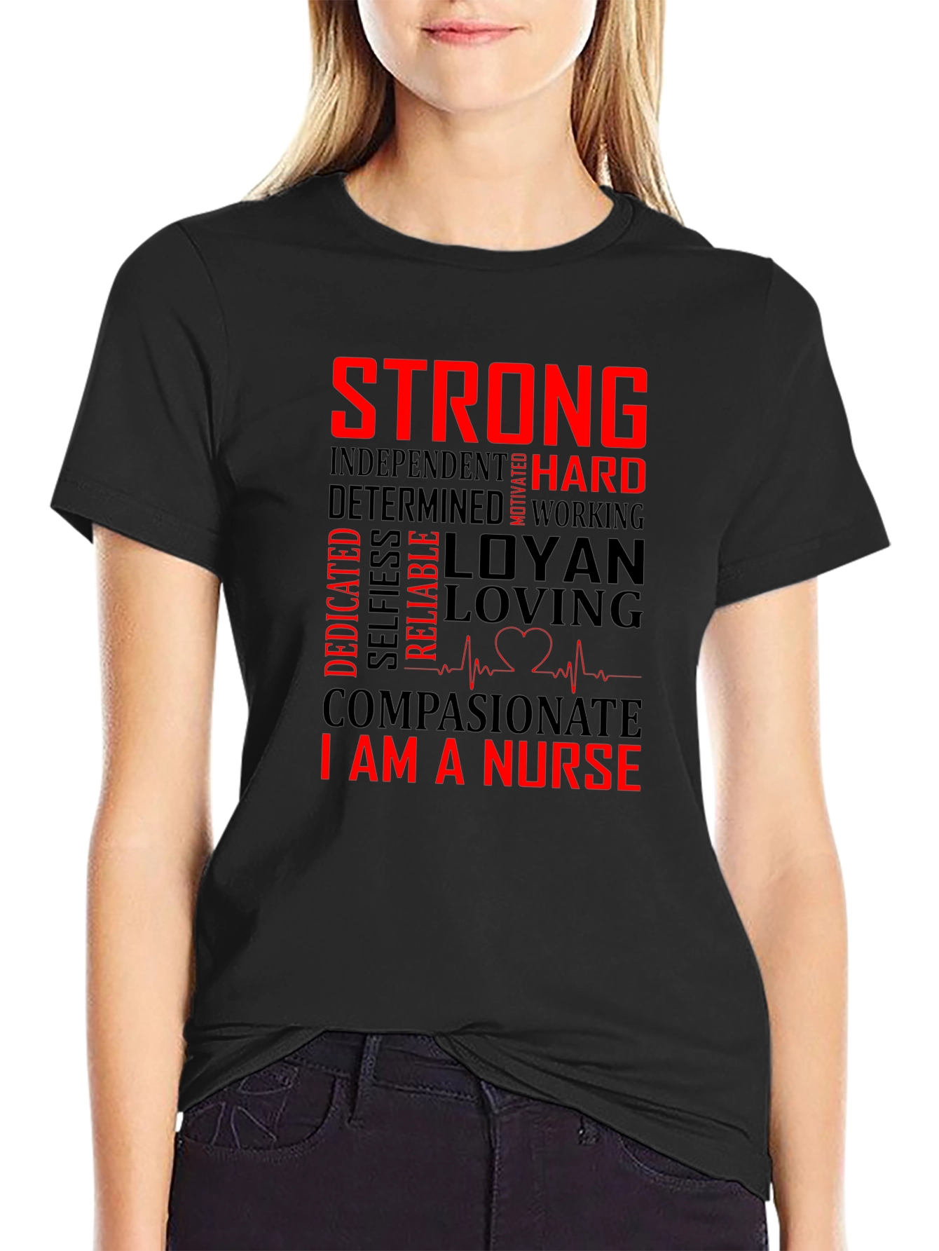 Strong Nurse Graphic T-Shirt Black