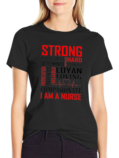 Strong Nurse Graphic T-Shirt Black
