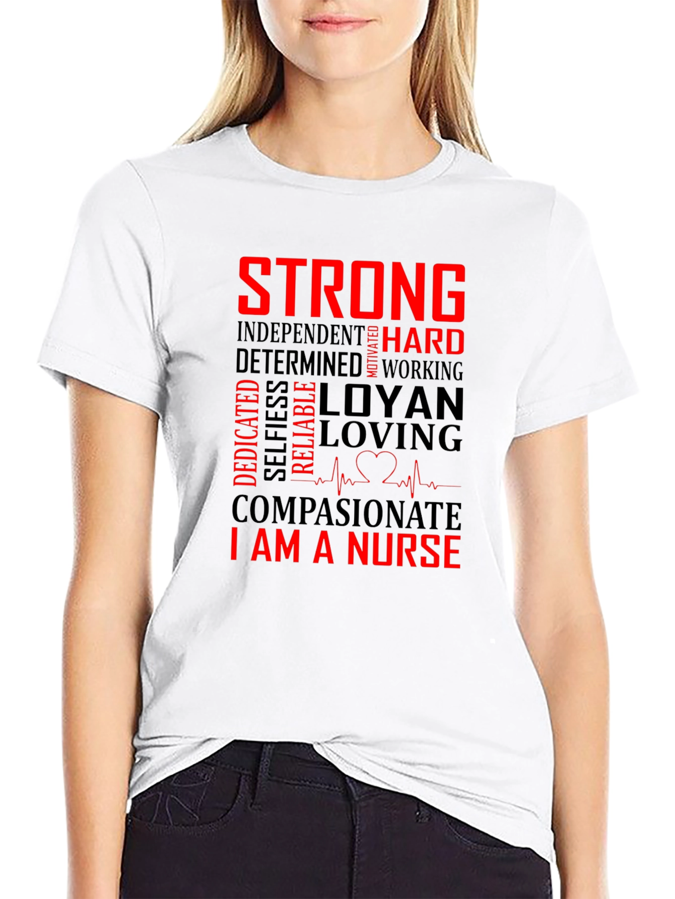Strong Nurse Graphic T-Shirt Black