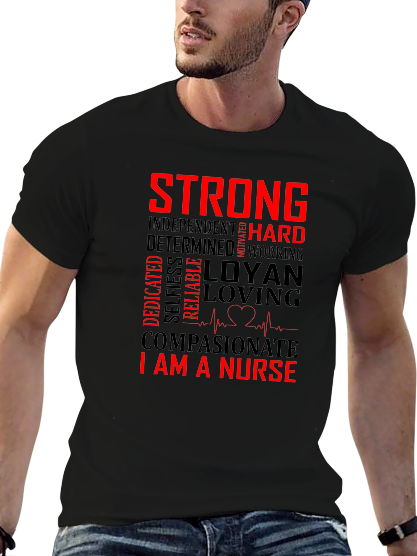 Strong Nurse Graphic T-Shirt Black