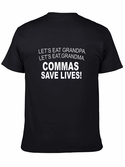 Commas Save Lives Graphic Tee - Black Cotton T-Shirt