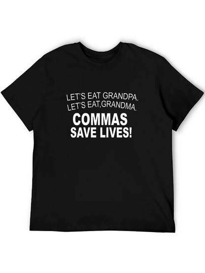 Commas Save Lives Graphic Tee - Black Cotton T-Shirt