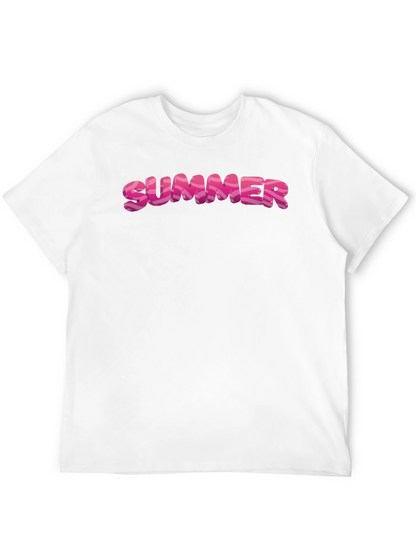 Summer T-Shirt - Trendy Pink Letter Graphic