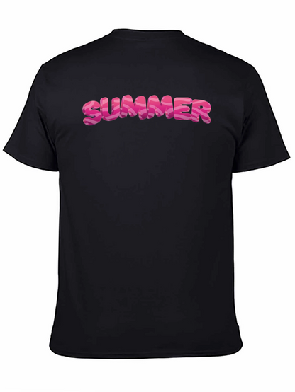 Summer T-Shirt - Trendy Pink Letter Graphic