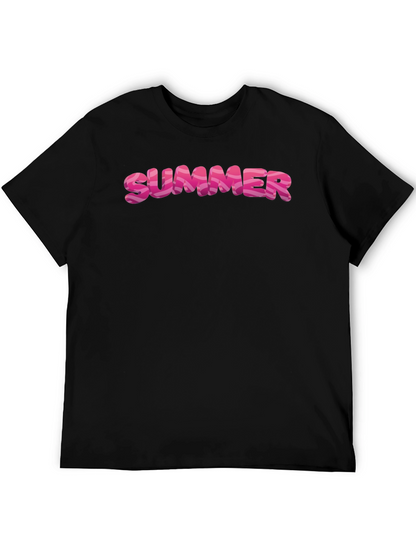 Summer T-Shirt - Trendy Pink Letter Graphic